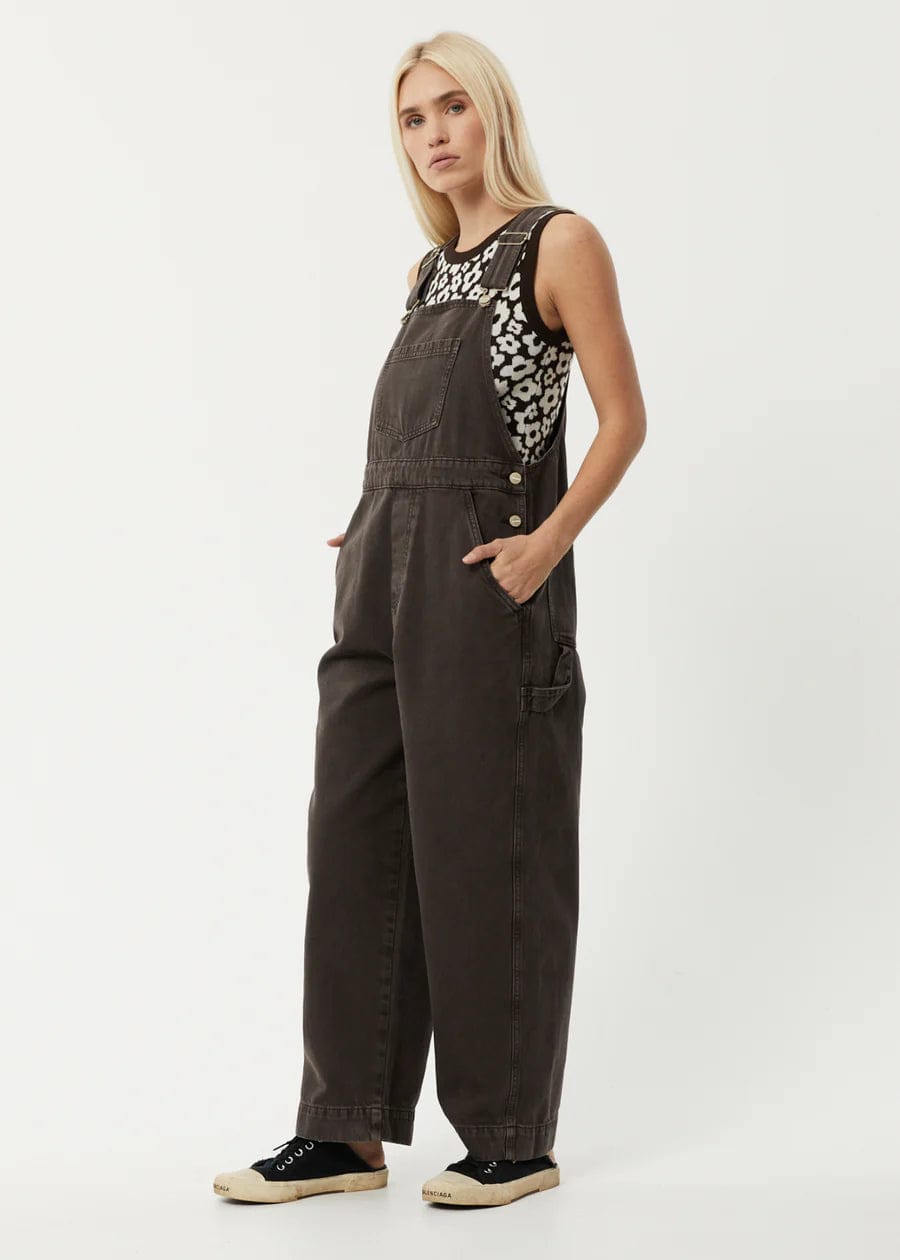 Afends Pantalon Louis Coffee Organic Denim Baggy Overalls