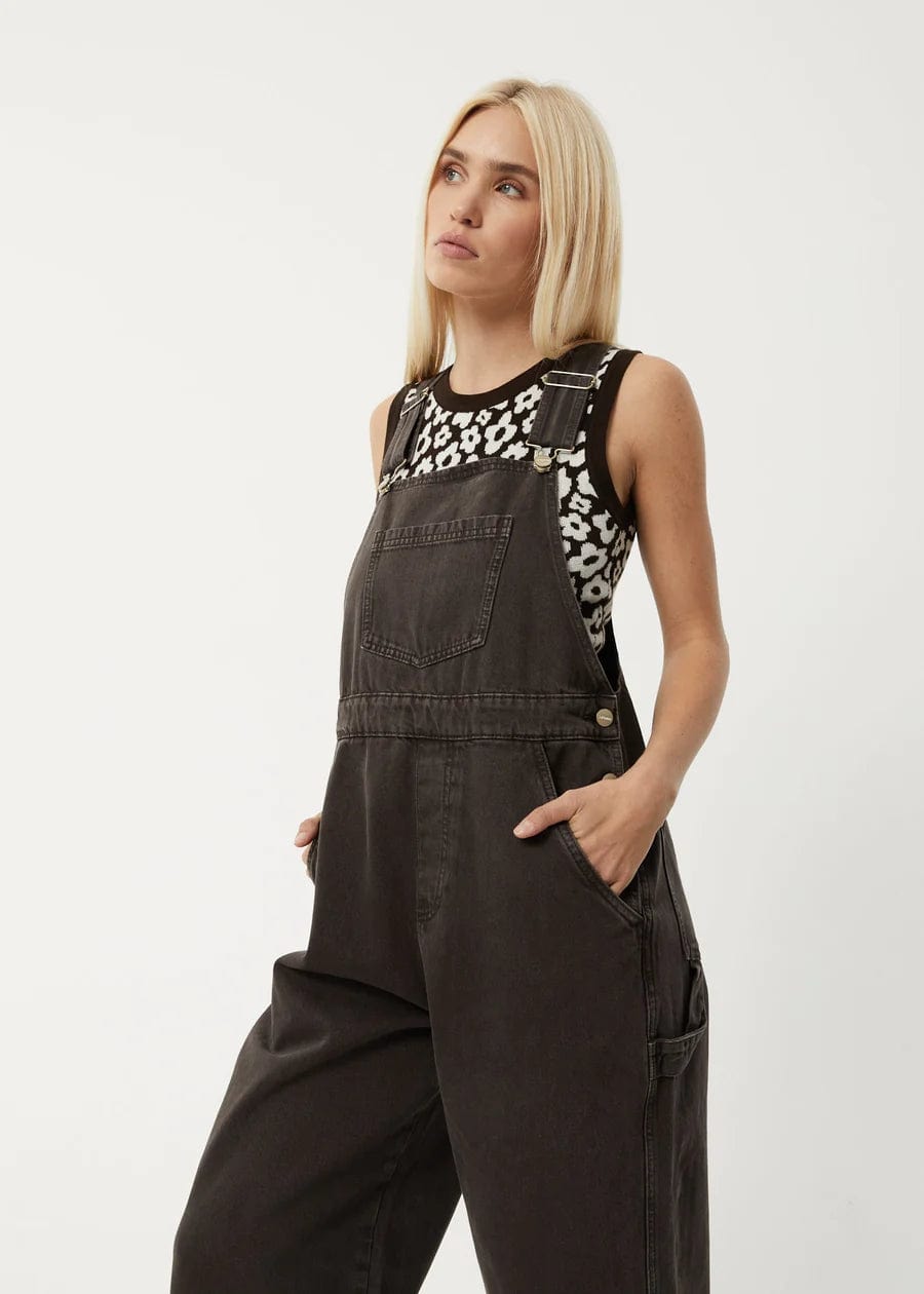 Afends Pantalon Louis Coffee Organic Denim Baggy Overalls