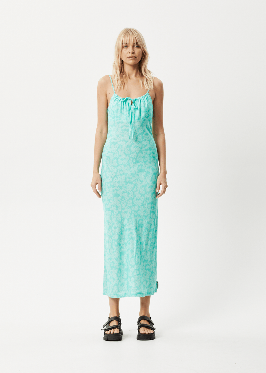 Afends Robe & Jupe Benny Hemp Maxi Dress Jade Daisy