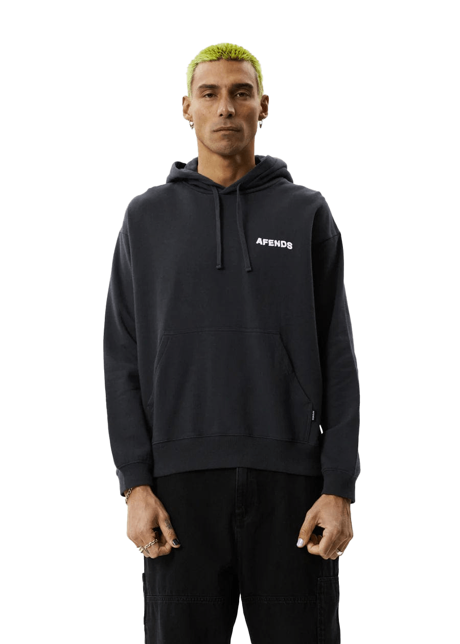 Afends Sweat & Pull Vinyl Mens Pull On Hood Charcoal