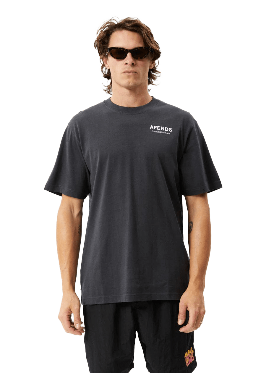 Afends T-shirt Waveform Mens Tee Chacoal