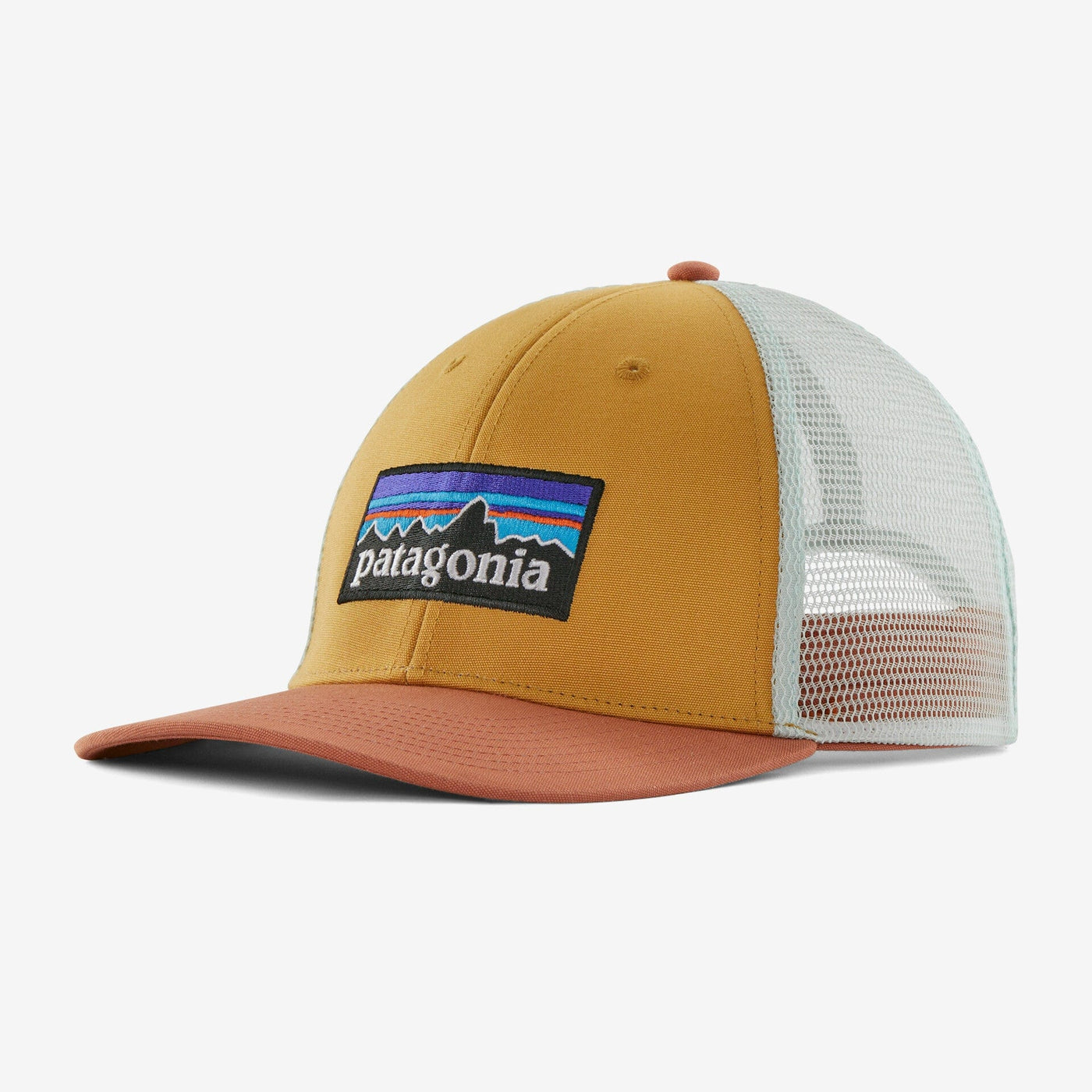 Patagonia bob & Casquette TAILLE UNIQUE P-6 Logo LoPro Trucker Hat Pufferfish Gold