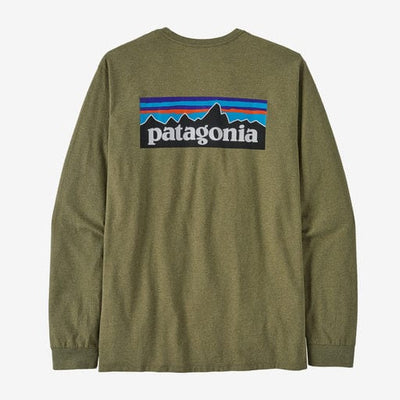 Patagonia T-shirt Men's Long-Sleeved P-6 Logo Buckhorn Green