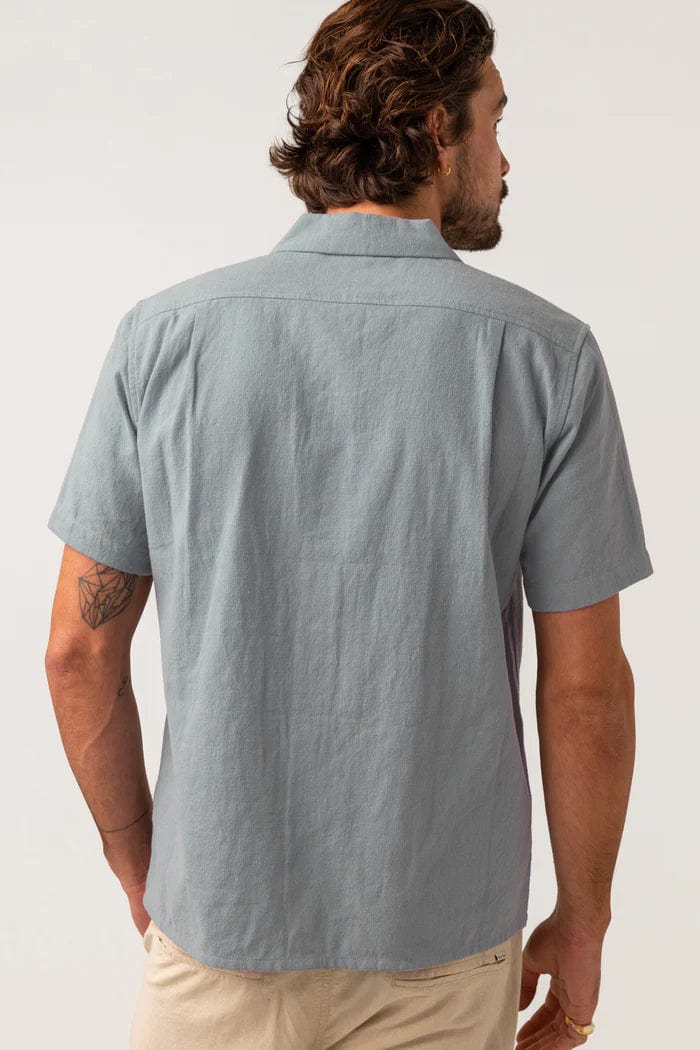 Rhythm. Chemise Textured Linen SS Shirt Slate