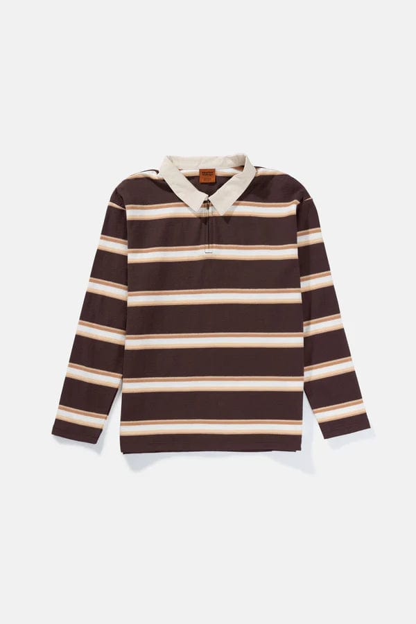 Rhythm. polo Vintage Stripe Polo Ls T Shirt Chocolate