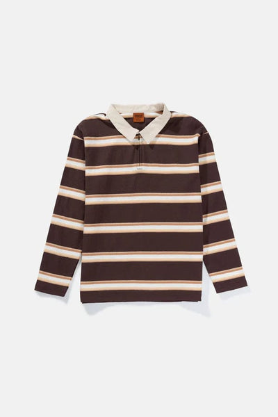 Rhythm. polo Vintage Stripe Polo Ls T Shirt Chocolate