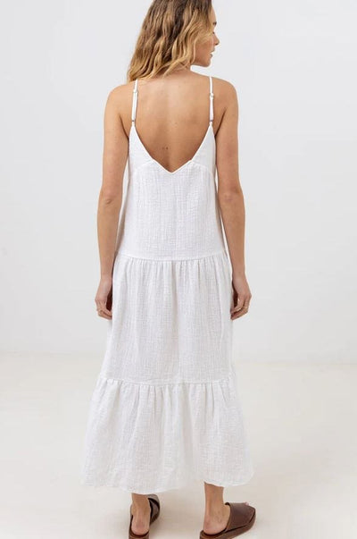 Rhythm. Robe & Jupe Classic Tiered Midi Dress White