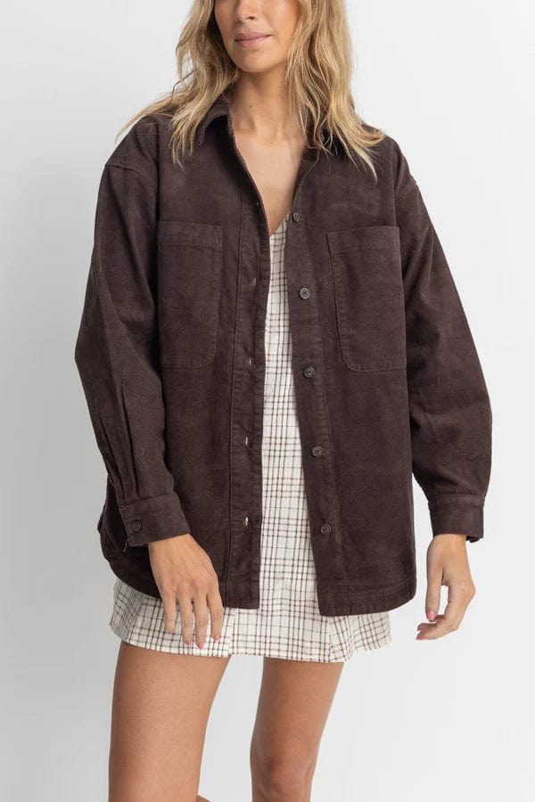 Rhythm. Sweat & Pull Mono Lake Shacket Chocolate