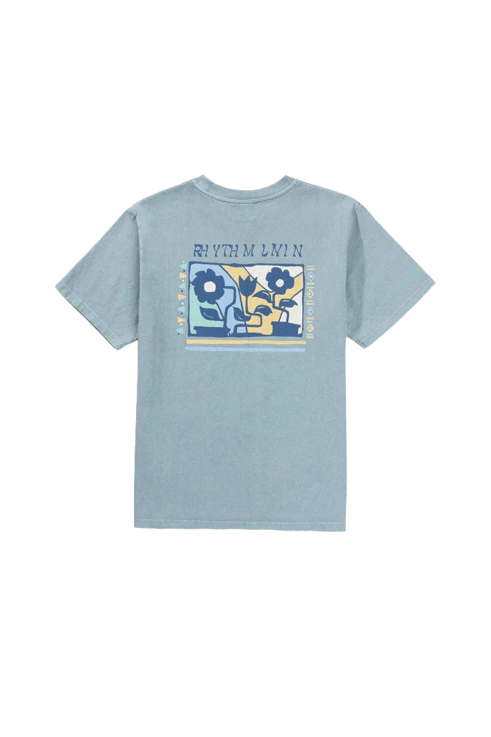 Rhythm. T-shirt Flower Vintage Ss T Shirt Blue Fog