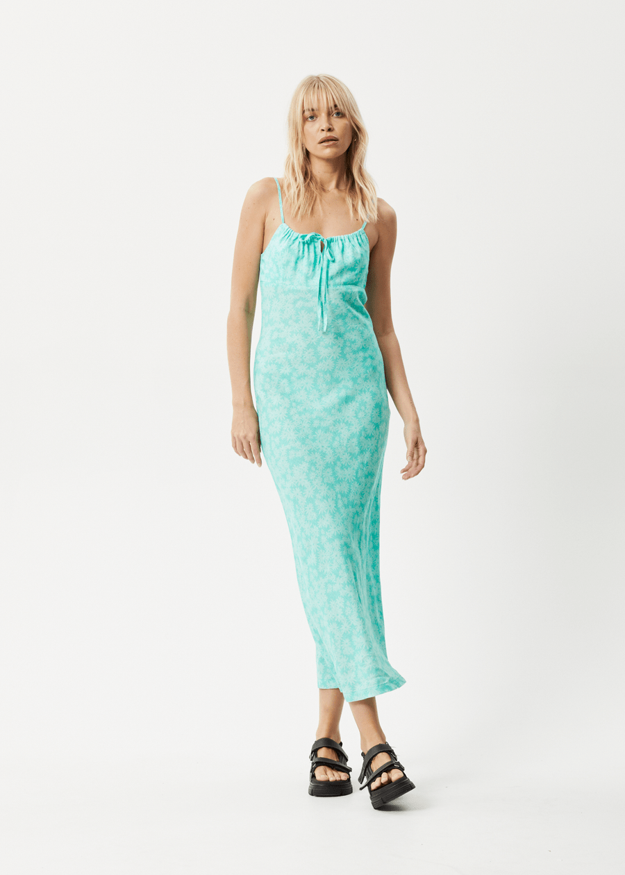 Afends Robe & Jupe Benny Hemp Maxi Dress Jade Daisy