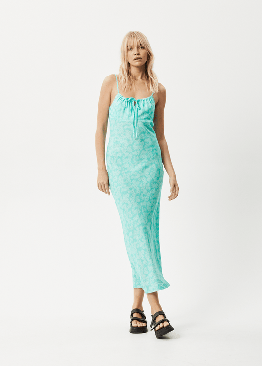 Afends Robe & Jupe Benny Hemp Maxi Dress Jade Daisy