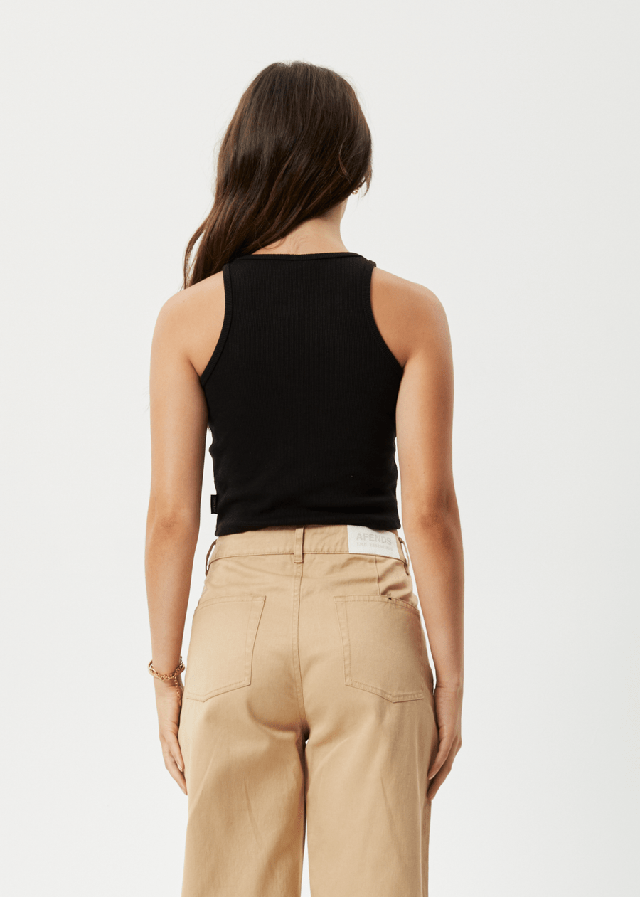 Afends Top Pealry Cropped Hemp Ribbed Singlet