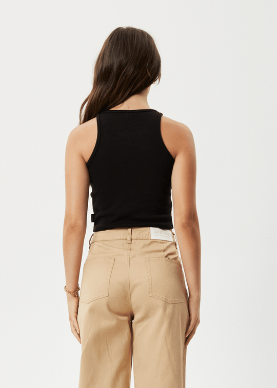 Afends Top Pealry Cropped Hemp Ribbed Singlet