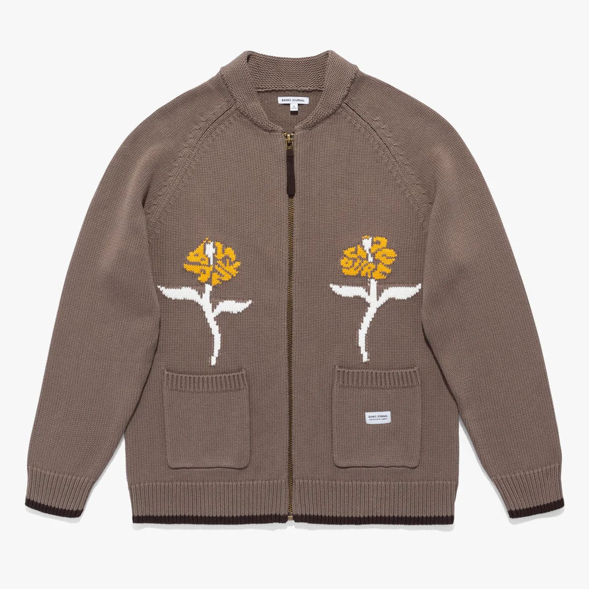 Banks Journal Manteaux et vestes 70'S Floral Zip Sweater Walnut