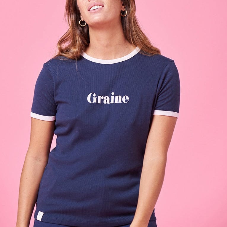 Graine T-shirt Tee-Agua Na Boca-Marine/Blanc