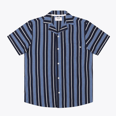 Wemoto Chemise Miles - Short Sleeve Camp Collar Shirt Blue